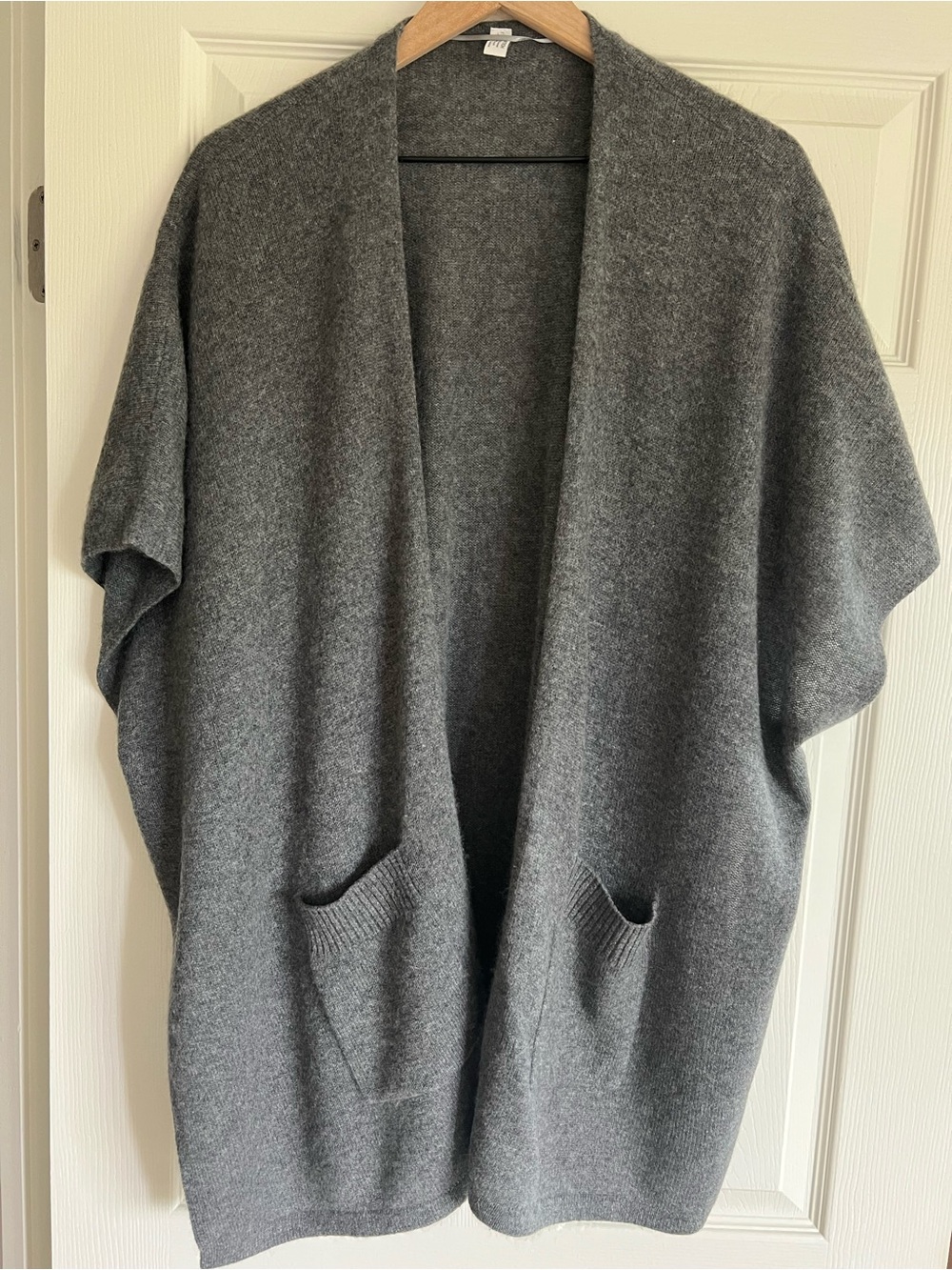 Nordstrom Gray 100% Cashmere Poncho Cardigan